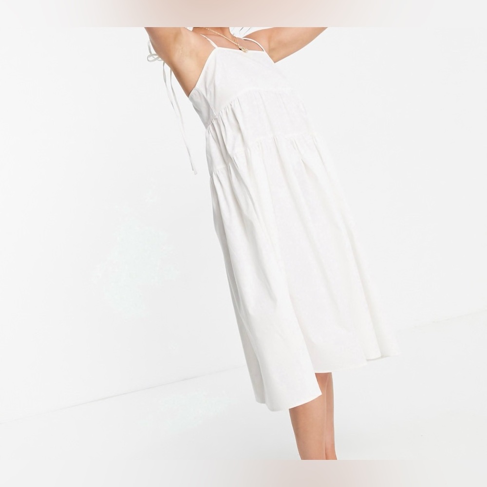 Collusion white tiered midi sundress